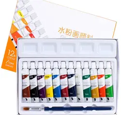 12 цветов гуашь краски ручка палитры набор студент набор для рисования