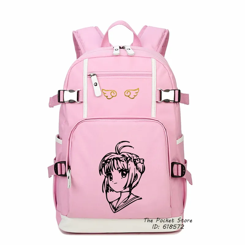 Mochila estampada SAKURA Captor de tarjetas de alta calidad Mochila de lona Sakura Mochila escolar Lolita Mochila femenina para mujer Mochila estampada SAKURA Captor de tarjetas de alta calidad Mochila de lona Sakura Mochila escolar Lolita Mochila femenina para mujer