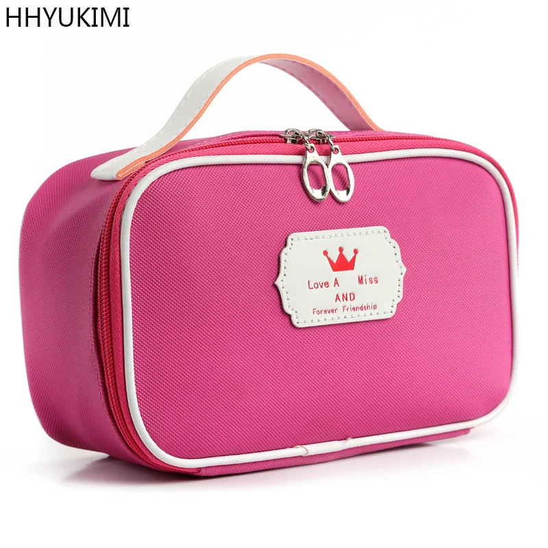 

HHYUKIMI Brand Western Style Cosmetic Bag Leather Travel Toiletry Organizer Women Makeup Bag Crown Make up Case Beauty Storage