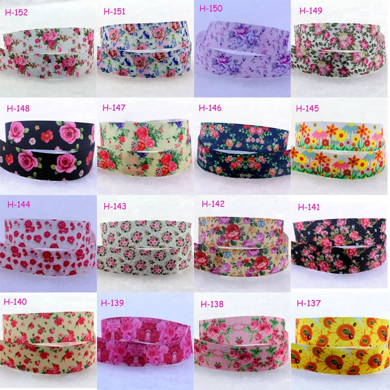 Grosgrain ribbon 22mm wide 4 meter rainbow trees and house print