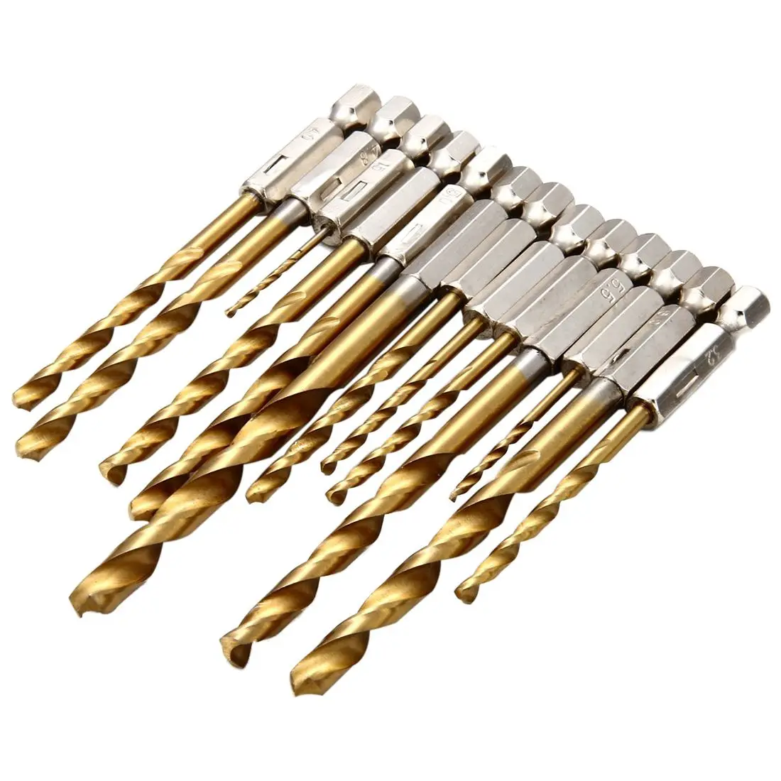 

Set 13 pieces Drilled Cobalt Titanium HSS Handle Hexagonal Quick Change