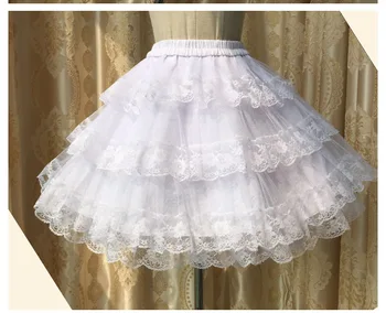 

Girl Mult-Layered Lace Petticoat Crinoline Lolita Cosplay Skirt Princess Costume Bridal Hoopless White Black Underskirt For Lady