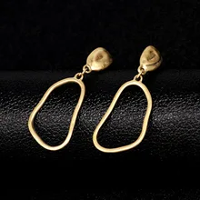 Корейские серьги, простые Асимметричные геометрические полые золотые матовые серьги-гвоздики для женщин, минималистичные Винтажные Ювелирные изделия brincos
