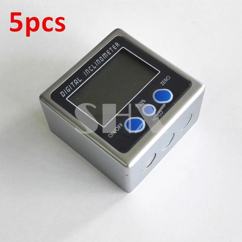 

5pcs 1Lot Digital Protractor Inclinometer Level Metal Box Level Measuring Tool Electronic Angle Meter Angle Finder Angle Gauge
