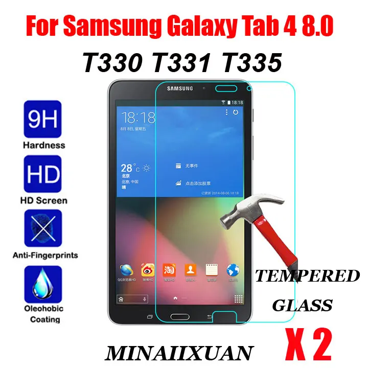 

2Pcs Tempered Glass For Samsung Galaxy Tab 4 8.0 T330 T331 T335 SM-T330 SM-T331 Screen Protector Tablet HD Protective Film