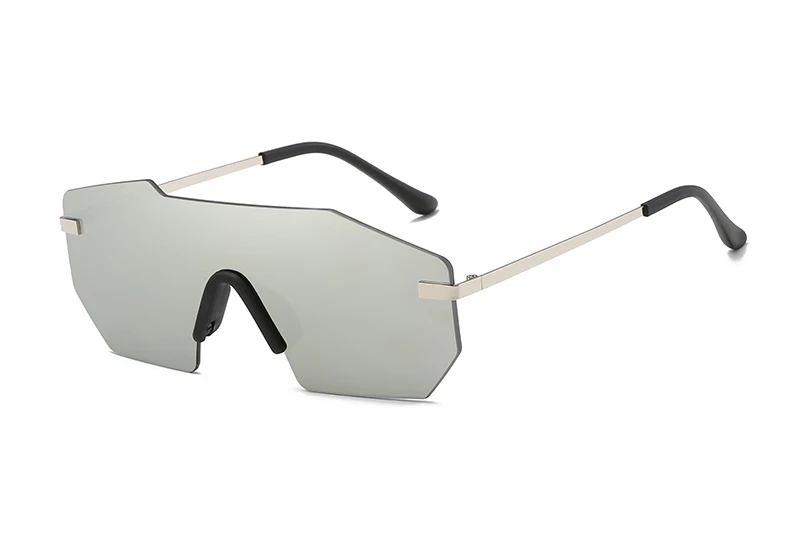 LEIDISEN унисекс большие цельные линзы солнцезащитные очки мужские без оправы металлические мужские оттенки женские зеркальные золотые розовые синие UV400 Солнцезащитные очки - Цвет линз: Silver w silve
