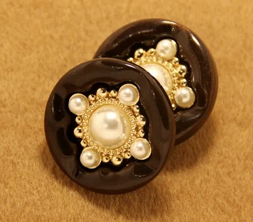 

5 pcs New Fashion advanced brown metal pearl jacket buttons Accessories Overcoat coat Sweater shirt Button 38mm Free shipping