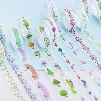 

15mm X 7m Cute Lotkawaii Flower Green leaf tree Decorative Washi Tape DIY Scrapbooking Masking Tape School Office Supply