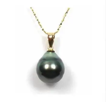 

Noble jewelry natural tahitian black green pearl pendant necklace