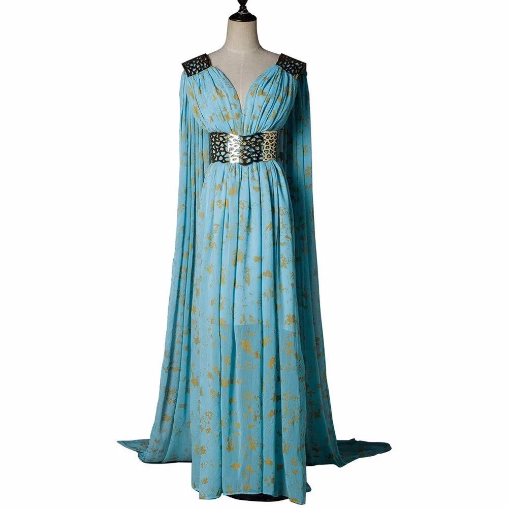 

Daenerys Targaryen Blue Dress Game of Thrones Daenerys Targaryen Mother of Dragons Dress Cosplay Costume Custom Made