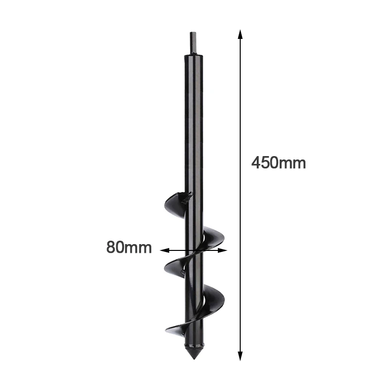 80mm Garden Auger Spiral Drill Bit Planter Shaft Drill Auger for Yard Garden Planting Hole Digger Tool