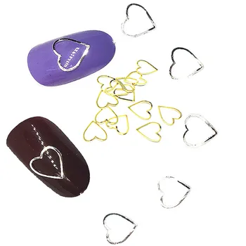 

500Pcs Cute Heart Gold Nail Art Decorations Hollow Frame Triangle 3d Stickers Hybrid Metal Rivet Punk Nailart Supply for Nails