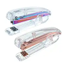 Роскошный акриловый прозрачный ручной степлер стандартный современный степлер из розового золота 26/4 25 лист зажим для бумаг офисные школьные Настольные принадлежности