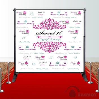 

Allenjoy Girls Birthday backdrops Step and Repeat Background Pink princess party banner Invitation celebration Party customize