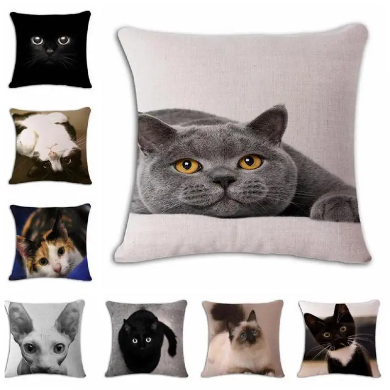 

Modern Home Decor Black Cat Cushion Cute Cartoon Pet Cat Animal Plush Soft Pillow Sofa Bedside Backrest For Bedroom Decoration