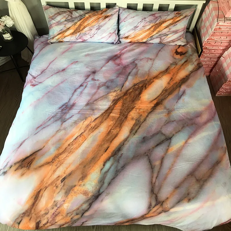 

Natural marble pattern 3D digital printing pillowcase duvet cover sets Twin King Queen 2m 2.6m size creative Brushed bed linen