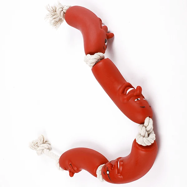 Classic Dog Vinyl Sausage On A Rope Tug Toy 660mmin Dog Toys from Home