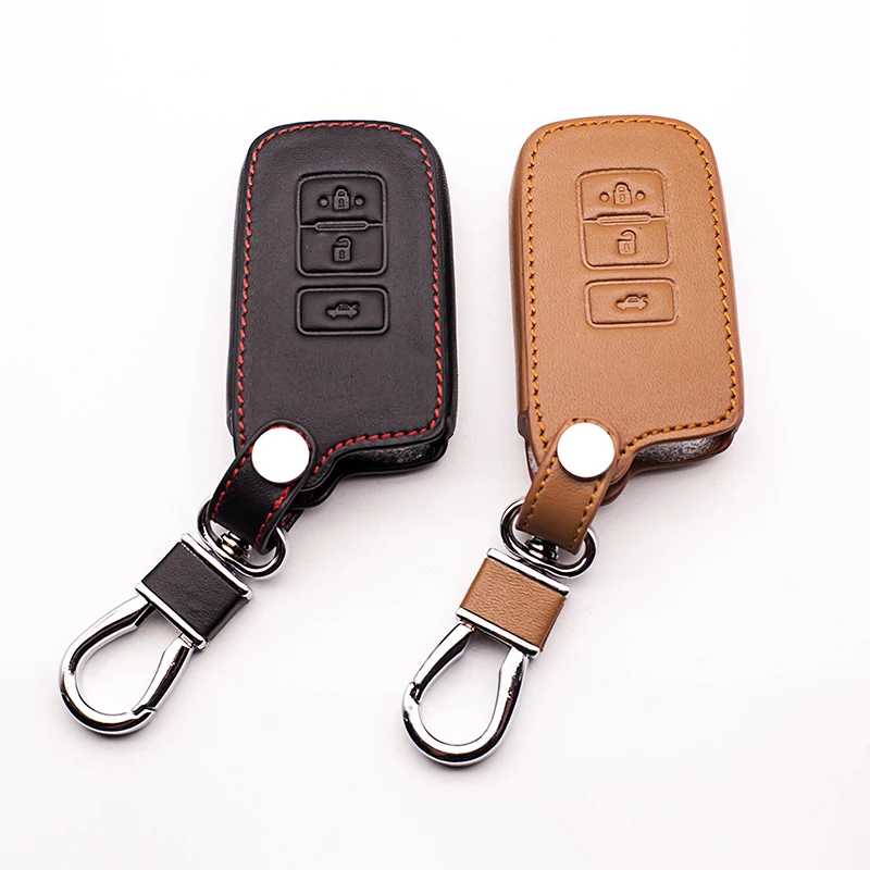 

100% Genuine Leather Case Cover Fit For Toyota Camry Avalon rav4 for Highlander Land Cruiser Car Key Case 3 Button Car Shell bag