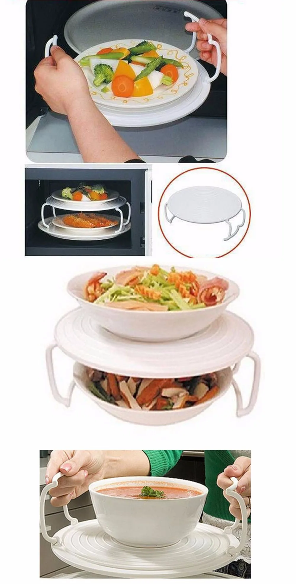Kitchen-Microwave-Oven-Shelf-Bowls-Layered-Disc-Tray-Rack-PP-Material-Shelving-Double-Insulated-Potholders-Multifunction-KC1373 (3)