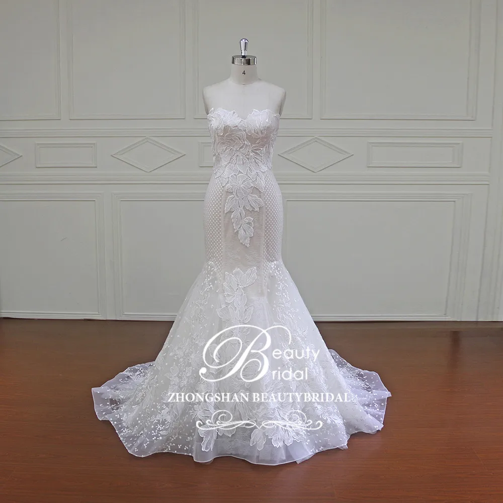 

Vestidos De Noiva Sereia Custom Made Bridal Gowns Lace Appliques Luxury Mermaid Wedding Dresses XF16011