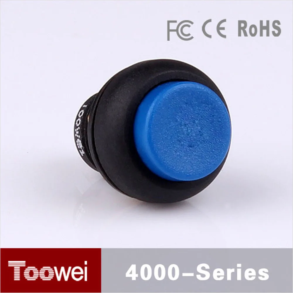 50pcs/lot 12mm on off blue Convex button waterproof pushbutton switch ...