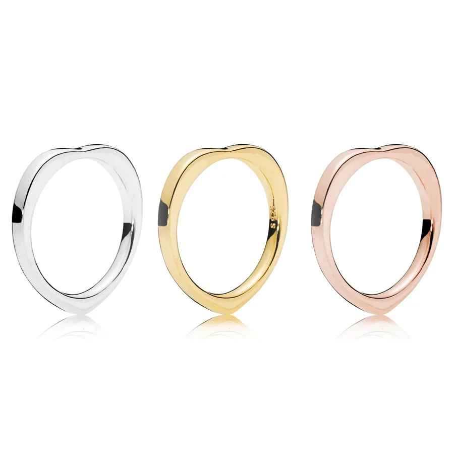 3 Color 925 Sterling Silver Ring Charms with Arc of Love for Women Jewelry | Украшения и аксессуары