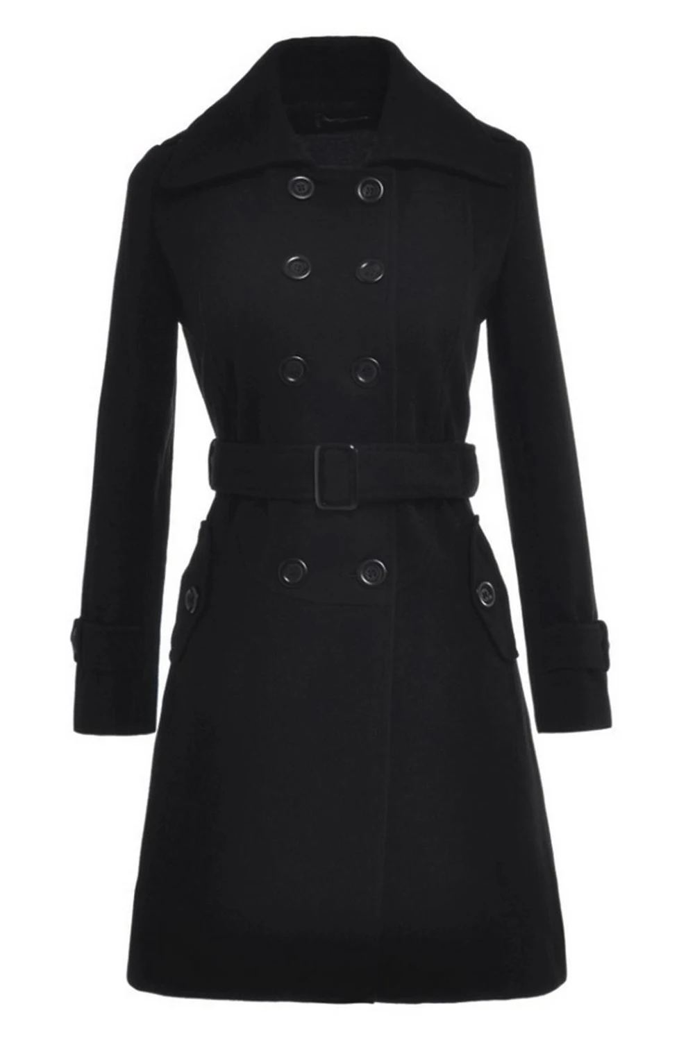 font b Women s b font Slim Double Breasted Coat Woolen font b Jacket b