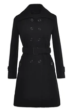 Women’s Slim Double Breasted Coat Woolen Jacket Winter Long Coat Outerwear