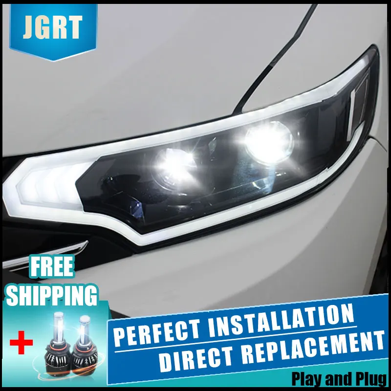  2PCS LED Headlights For Honda Fit 2014-2017 Car Led Lights Double Xenon Lens Car Accessories Daytim - 32886486997