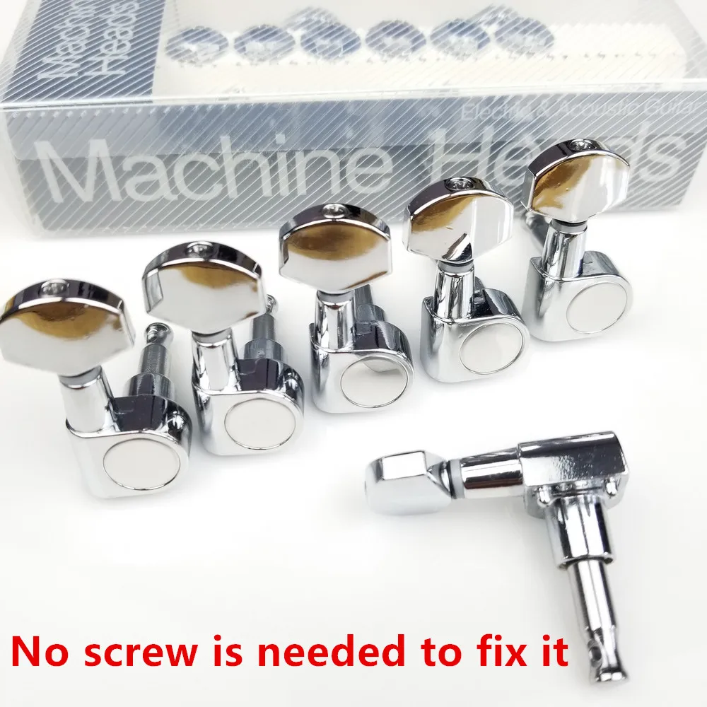 

Chrome Silver Electric Guitar Machine Heads Tuners no screws Tuning Pegs J-802 Made in Korea ( With packaging )