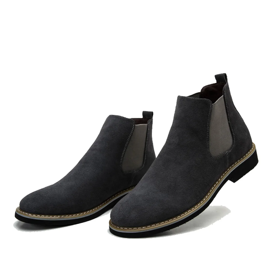 BZBFSKY NEW sping autumn Boots Genuine Suede Leather Sewing Thread Men Ankle Boots Britain Style Shoes Leather Men Boots SIZE 44
