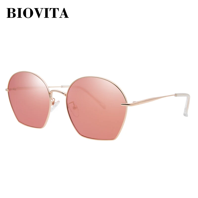 Gold-Pink BIOVITA брендовые дизайнерские поляризованные солнцезащитные очки TAC розовые модные винные солнцезащитные очки для вождения для мужчин/женщин - Цвет линз: Gold-Pink