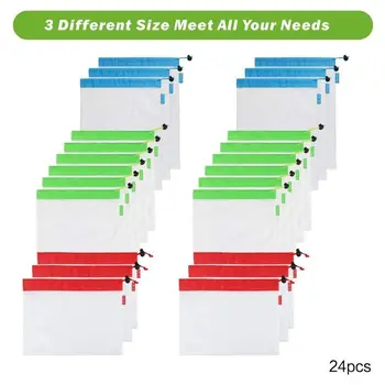 

24pcs Reusable Mesh Produce Bags Washable Eco Friendly Bags for Grocery Shopping Storage Toys Fruit Vegetable Storage Bag