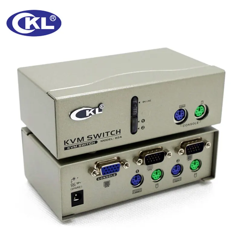 

2 Port PS/2 VGA KVM Switch with Original Cables Support Auto Scan, PC Monitor Keyboard Mouse Switcher CKL-82A