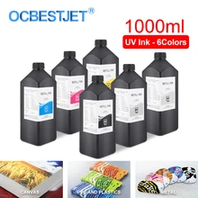 1000 мл 6 видов цветов/набор Светодиодный УФ-чернил для DX4 DX5 DX6 DX7 печатающая головка для Epson 1390 R1800 R1900 4880 7880 9880 UV принтер(BK C M Y WH GO