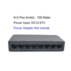 6 + 2 черный чехол коммутатор PoE Ethernet 6 Порты и разъёмы LAN RJ45 100 Мбит/с полный дуплекс/Half- дуплекс 100 м Мощность Ethernet netwerkswitch