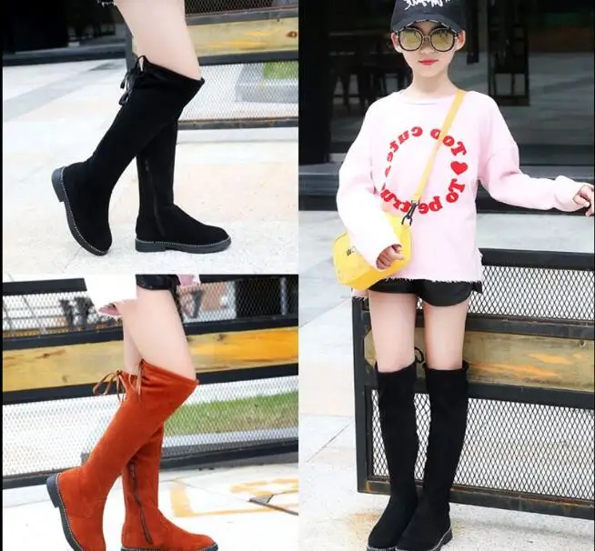 Children Princess Kid Girl Warm Knee High Mid-Calf Boots Combat Shoes Size US9-4 