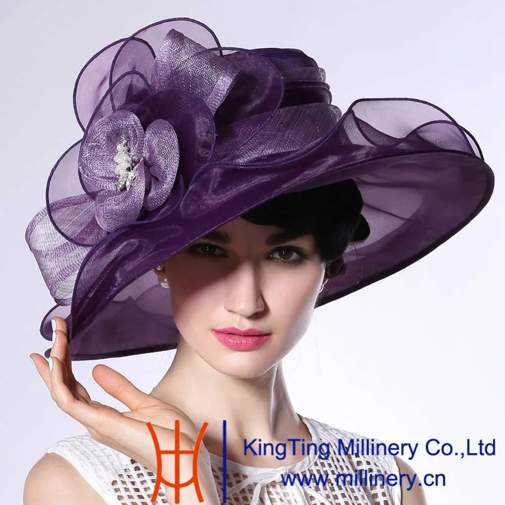 June'syoung Summer New Fashion Organza Hats 100% Organza Noble Purple Wide  Brim Sun hat New Arrivals Special Design Fedoras _ - AliExpress Mobile