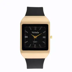 2018 Новый Элитный бренд пару часов аналоговый силиконовой лентой часы Простой Дизайн Gold Case Для женщин мужские наручные часы для унисекс