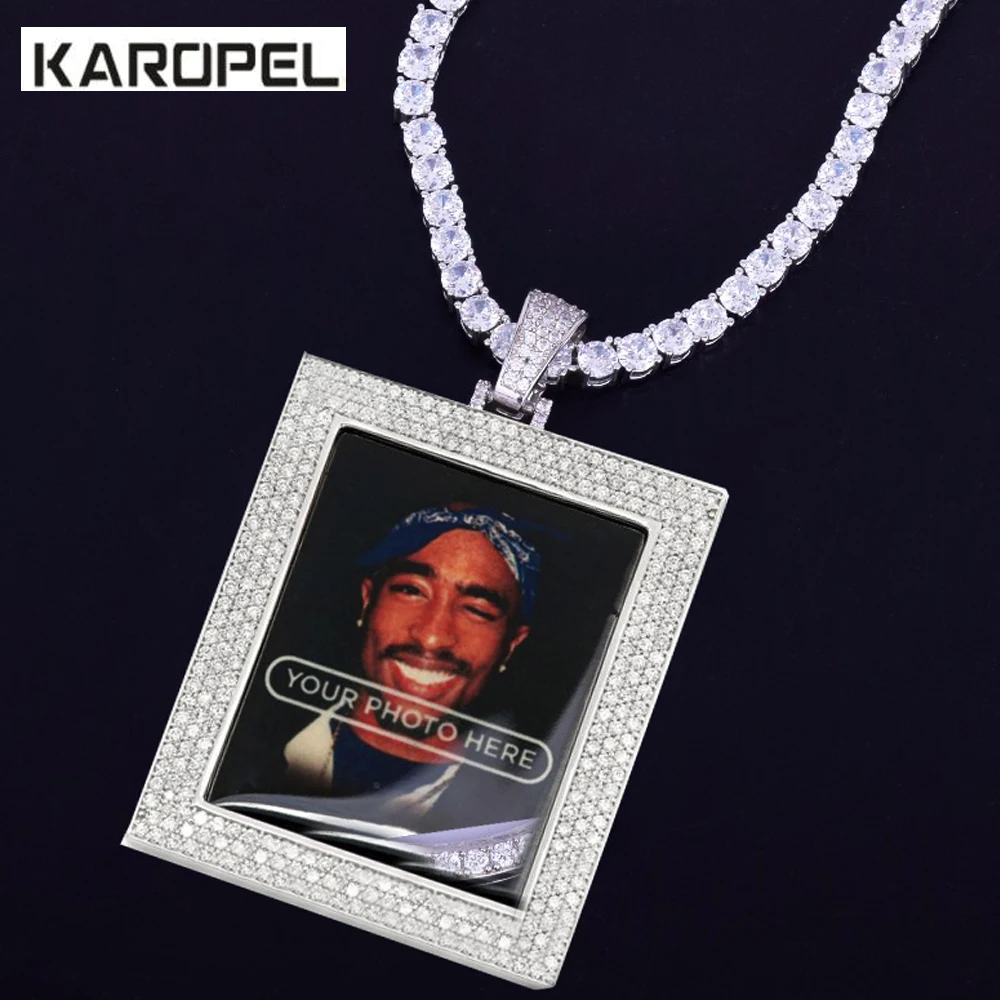 Skup Złoto srebro wykonane na zamówienie zdjęcie plac medaliony naszyjnik i wisiorek 4mm łańcuch tenisowy Cubic cyrkon męska Hip hop biżuteria