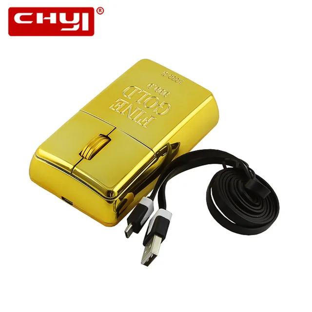 Wireless Mouse 2.4Ghz USB Rechargeable Wireless Mouse Gold Bar Gaming Mice with USB Charging Cable for PC Laptop Computer Mice   Wireless Mouse 2.4Ghz USB Rechargeable Wireless Mouse Gold Bar Gaming Mice with USB Charging Cable for PC Laptop Computer Mice
