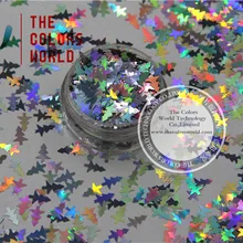 TCA100 лазерное серебряное цветное рождественнское Дерево 8 мм Размер блестки, зеркальный блеск для ногтей, Татто, художественное украшение и другие