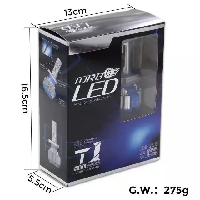 Горячая продажа MBIN T1 turbo H1 Led kit 30W 3000lm 6000k 12 24v автомобильная фара яркая белая
