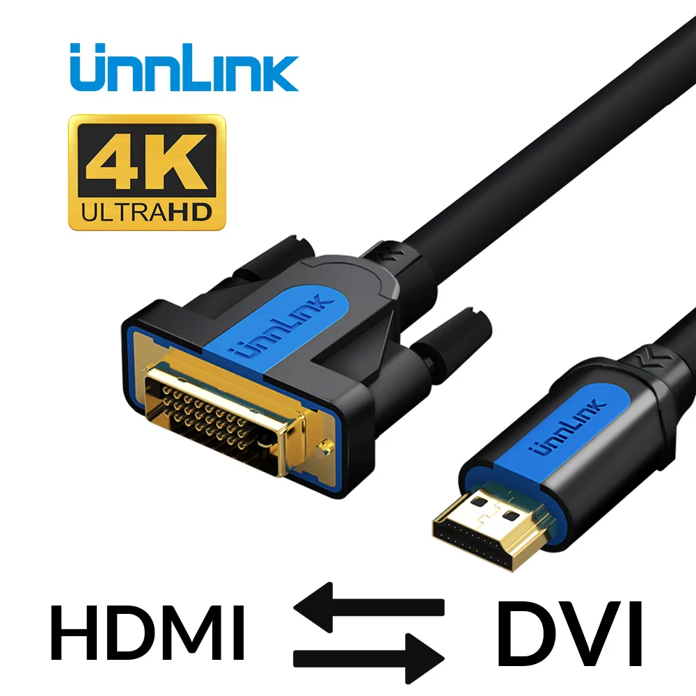 Unnlink HDMI к DVI DVI-D 24+ 1 pin кабель UHD 4K двунаправленный DVI к HDMI адаптер для проектора ТВ MI Box компьютер 3 м 5 м 8 м 15 м
