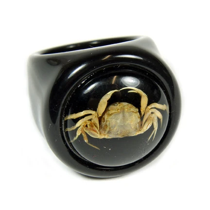 ED SPELDY EAST OR012-7 Ring Crab Black Ring with Black Background Size 7 (1)