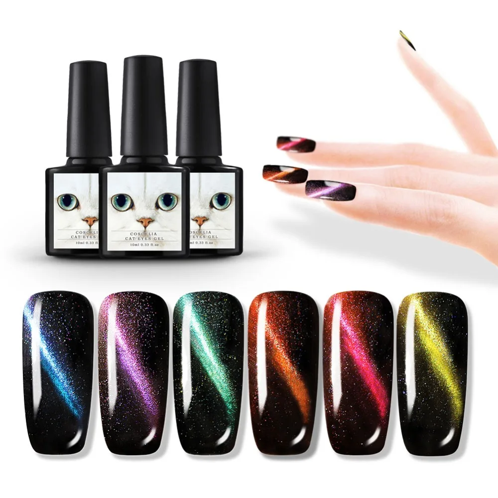 COSCELIA Gel 6 Colors 3D Magnet Magic Cat Eye Gel Nail Polish Varnish Soak Off UV Long-lasting Nails Polishs Gel Lacquer