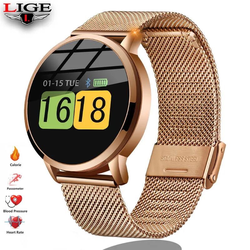 

2019LIGE Women Smart Watch OLED Men Fitness Bracelet Fashion Sport Tracker Heart Rate Monitoractivity tracker for Android or IOS