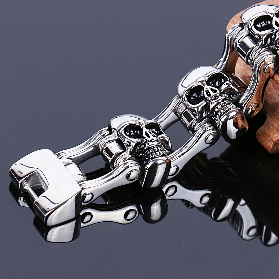 wholesale jewelry charms Men stainless steel bracelet 316L heavy biker