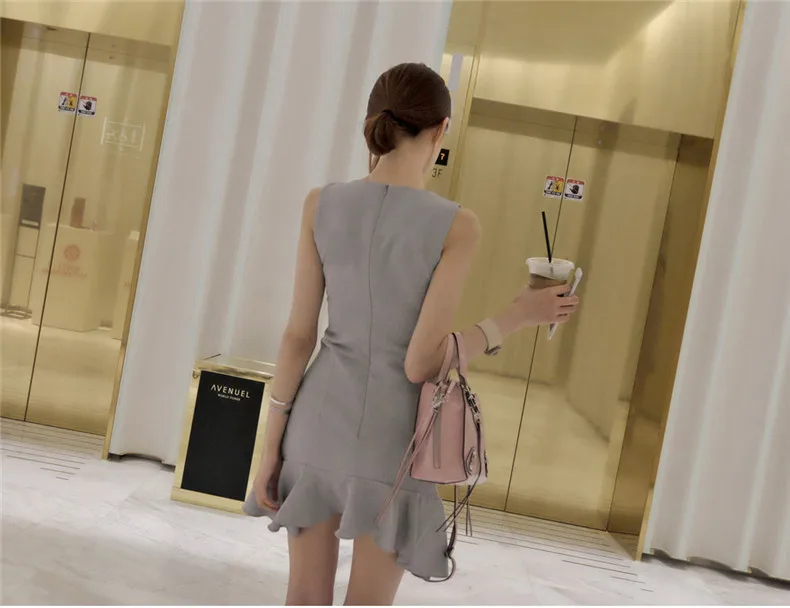 HAYBLST Брендовое женское мини платье новое летнее модное сексуальное лоскутное серое платье размера плюс S-L без рукавов корейское женское платье