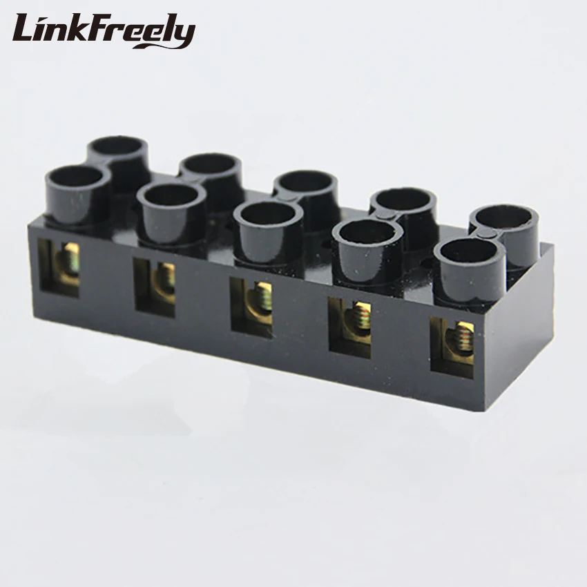

X5-6005 10pcs Electrical Wire Terminal Strip Block 60A 5P Barrier Flame-Redardant PC Base Copper Screw Terminal Connector Crimp